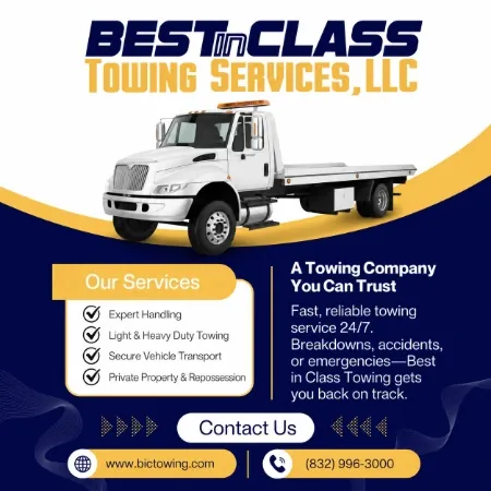 Best in Class Towing Services — 24/7 towing in Harris County, (832) 996-3000